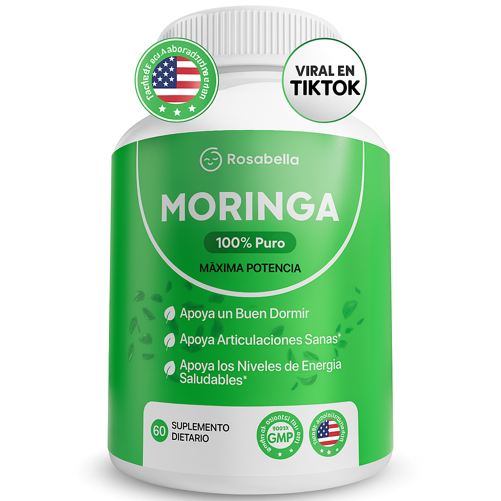 Rosabella Cápsulas de Moringa: 800 mg de polvo de moringa puro y rico en nutrientes.