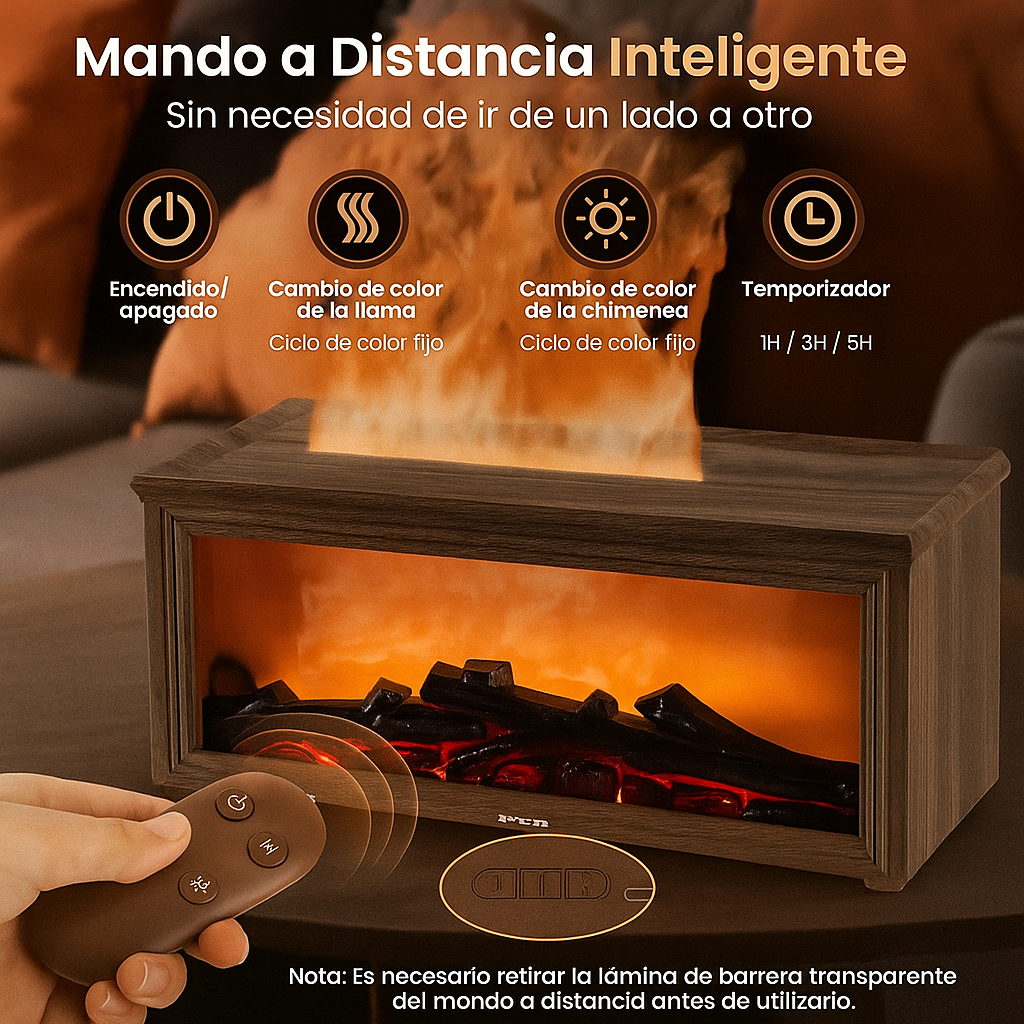 Difusor de Aroma con Efecto Chimenea LED