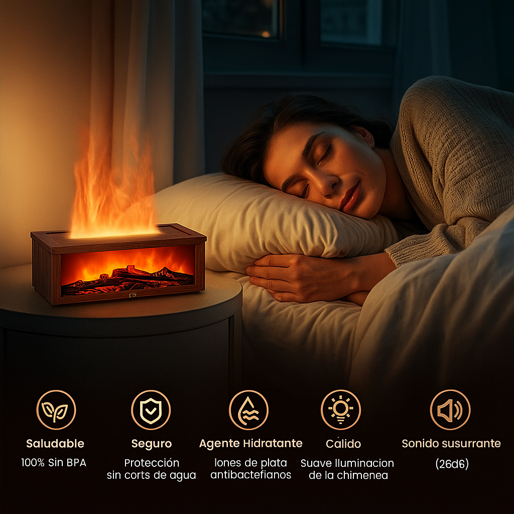 Difusor de Aroma con Efecto Chimenea LED